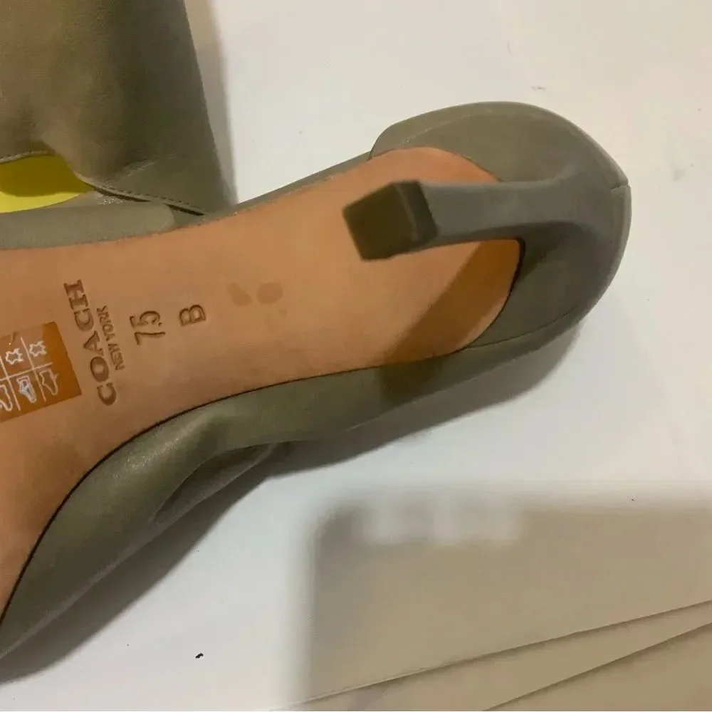 Coach Manhattan Genuine Leather Grey Stiletto Sandal Size 7.5 B